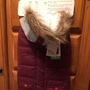 GF Pet Burgandy Winter Parka Hooded Sz Large NWT New